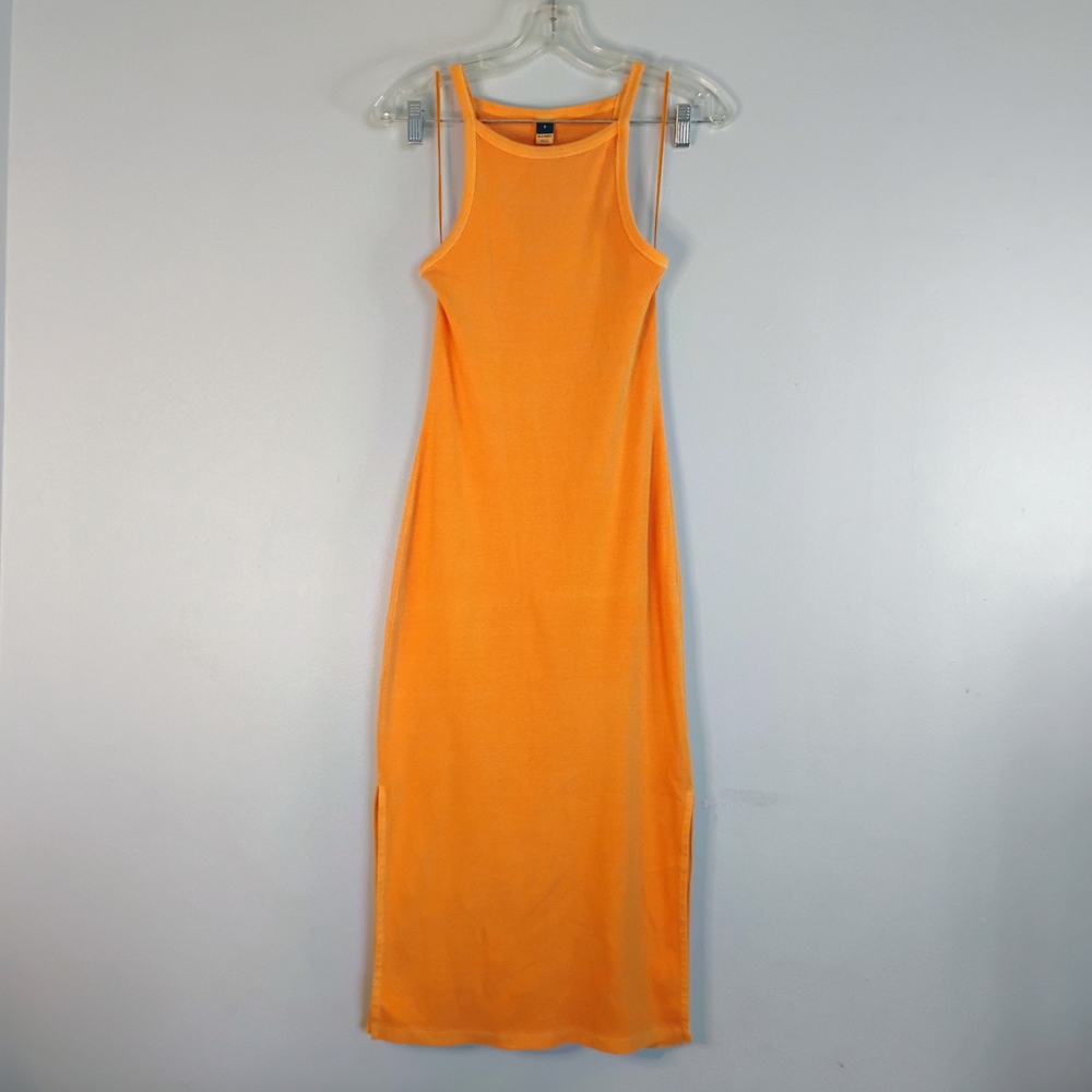 Old Navy Orange Ribbed Spaghetti Strap Sleeveless Bodycon Maxi Dress Size S